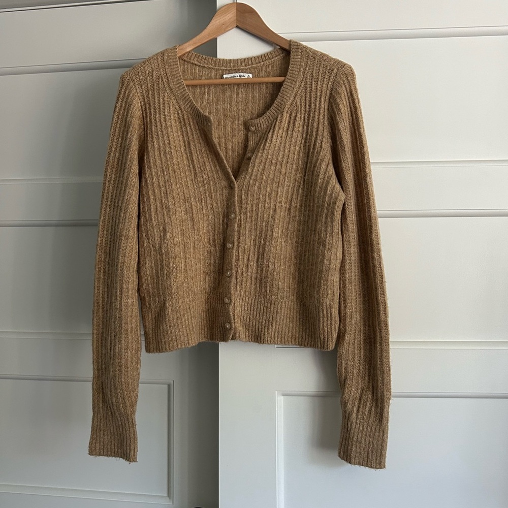 Abercrombie Tan Cropped Cardigan